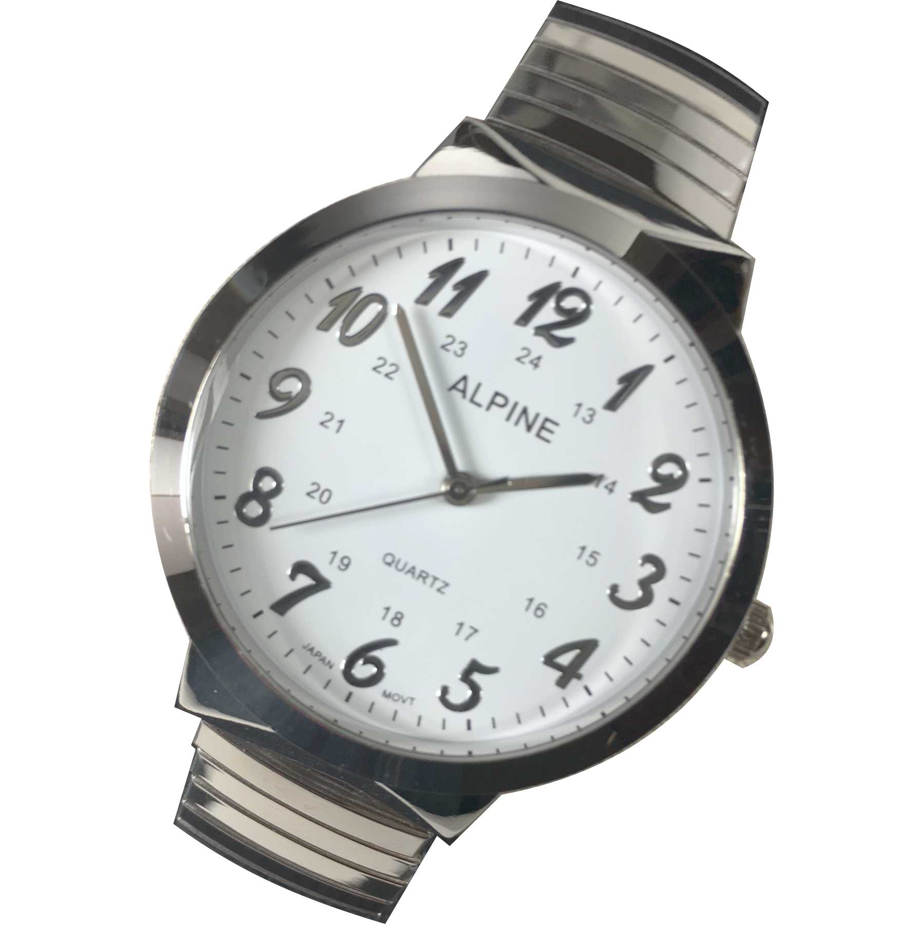 Mens Bracelet Watch Stylized Stretch Silver