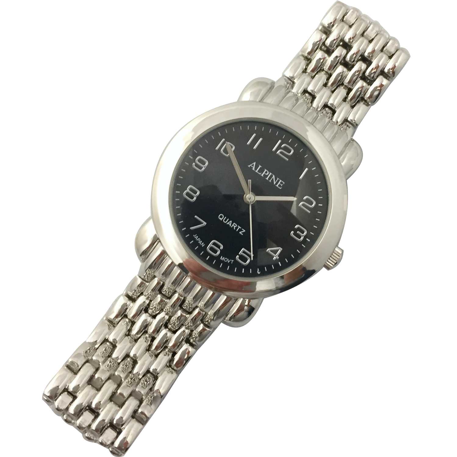 Mens Bracelet Watch - Silver/ Black Dial