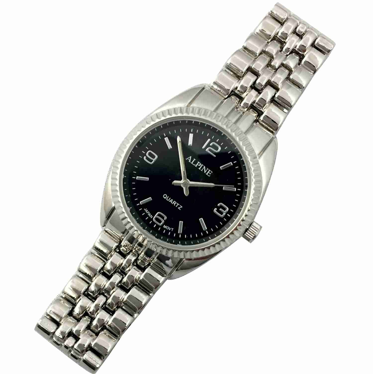 Mens Bracelet Watch - Silver/ Black Dial