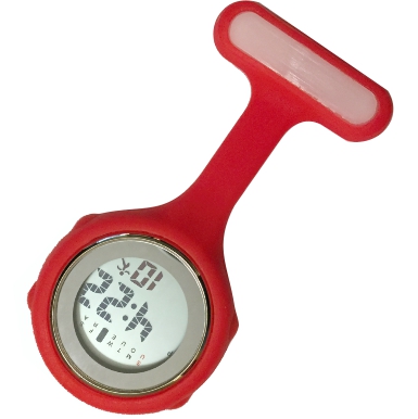 Nurse Pin Watch Digital Silicone Red