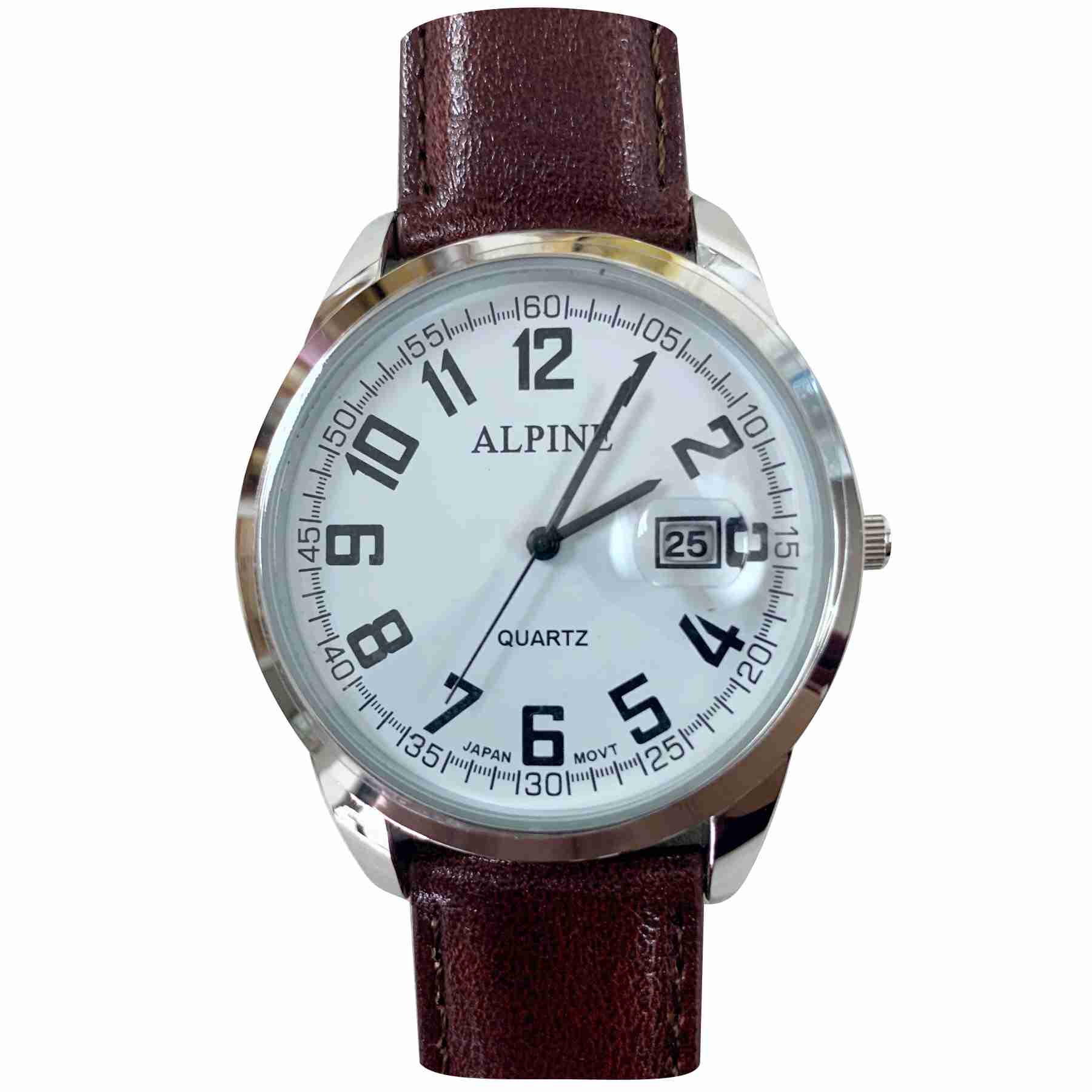 Mens Band Watch - Geo Brown with Date