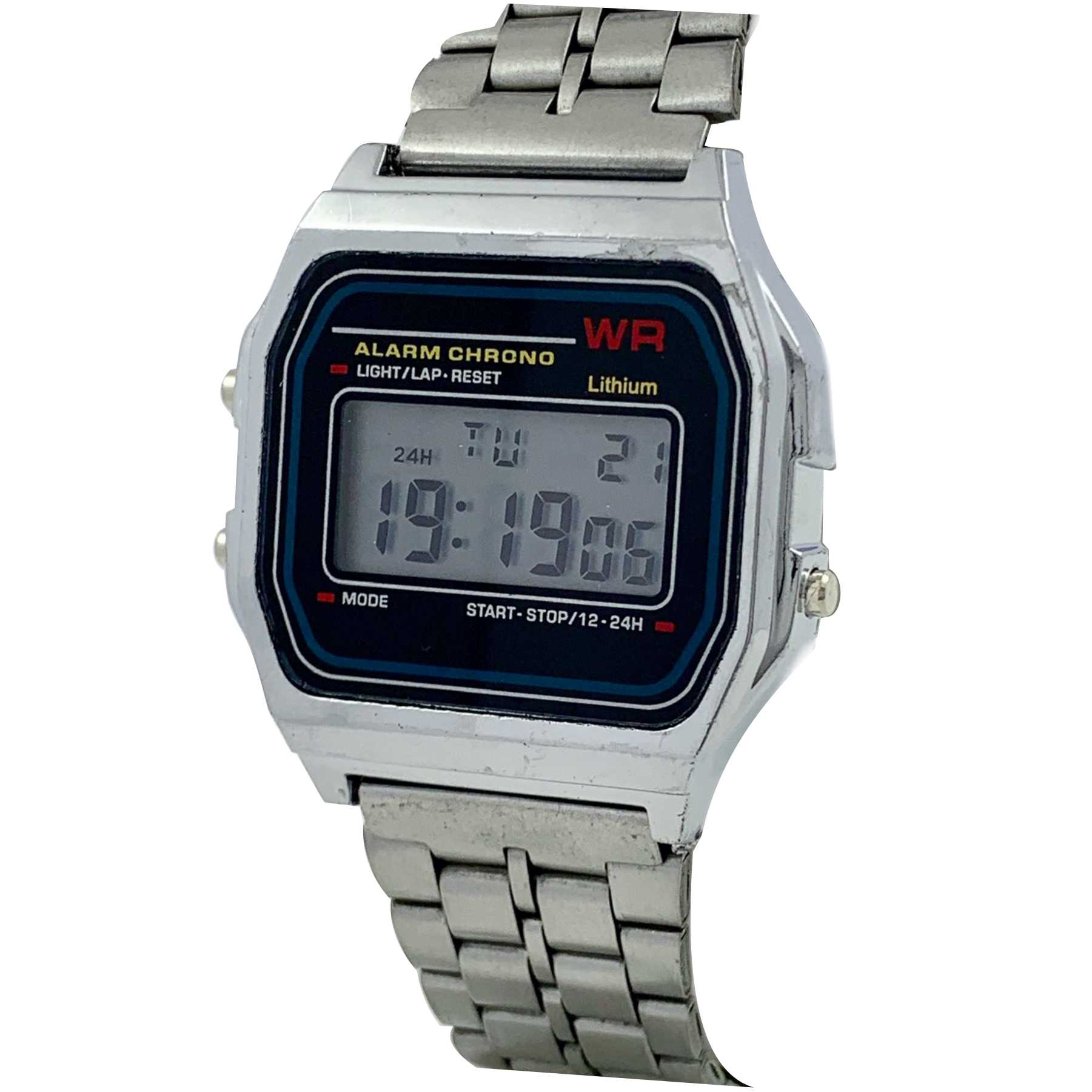 Mens Bracelet Watch - Retro Digital Silver