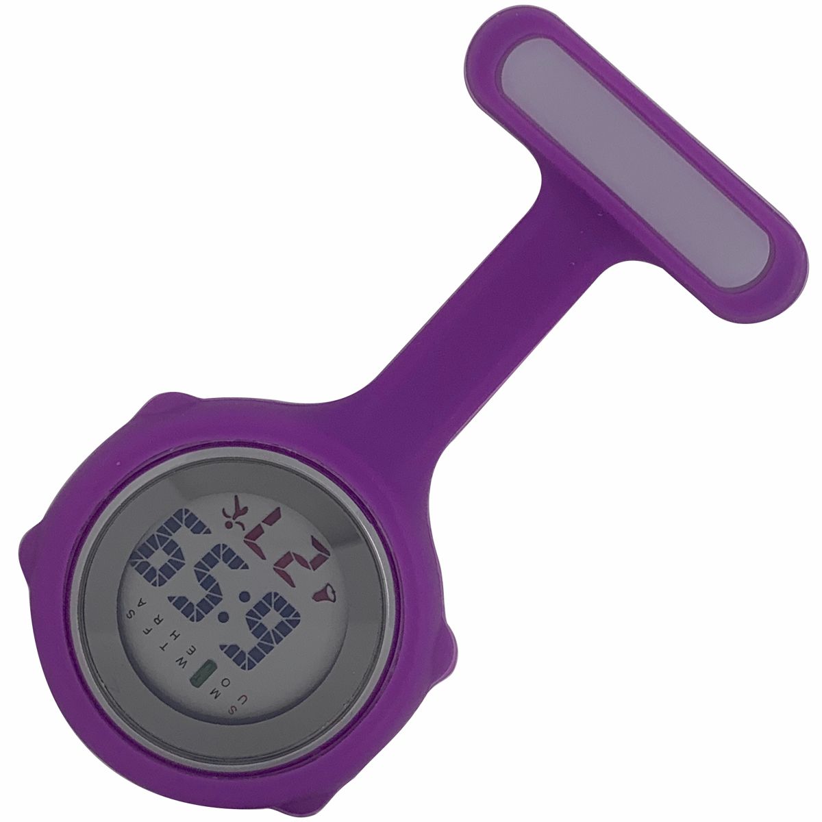 Nurse Pin Watch Digital Silicone Purple