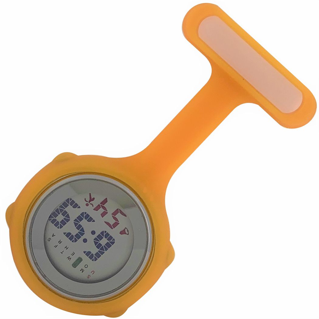 Nurse Pin Watch Digital Silicone Orange