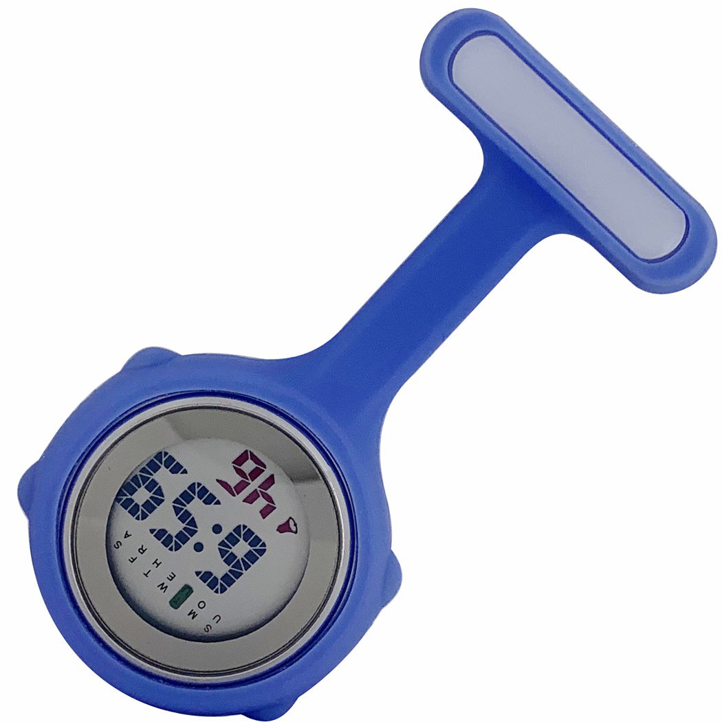 Nurse Pin Watch Digital Silicone Blue