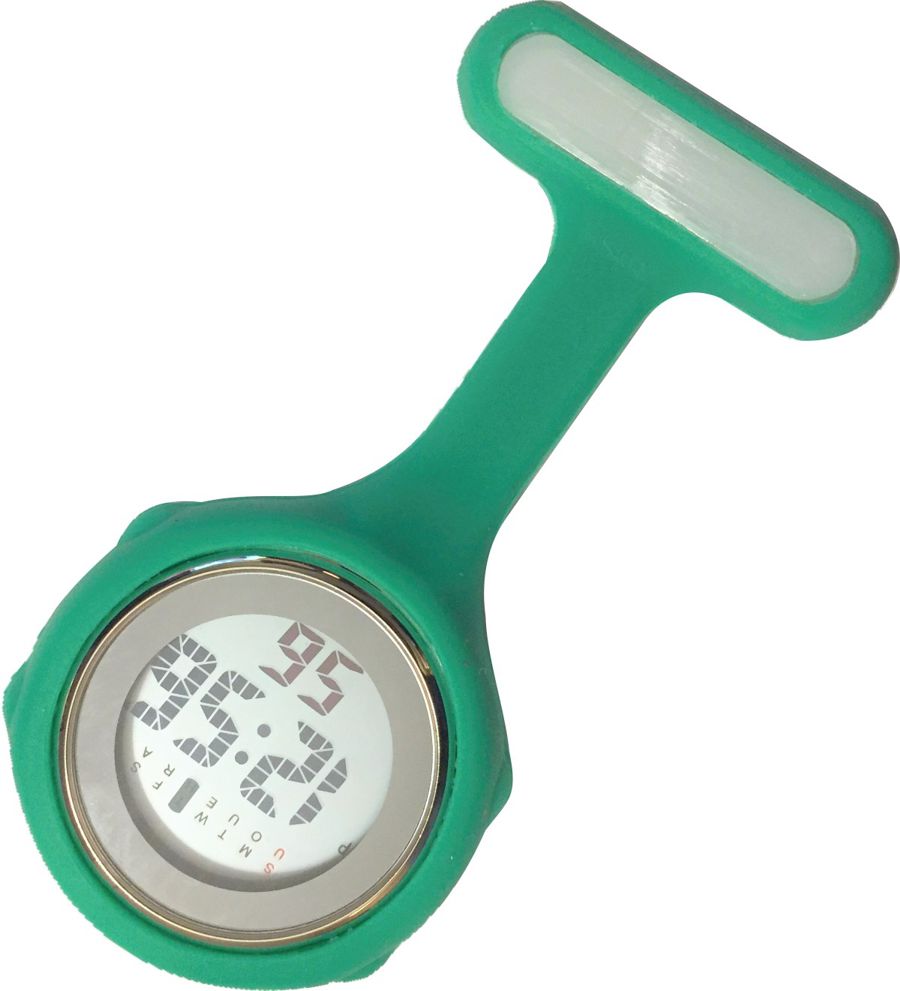 Nurse Pin Watch Digital Silicone Green