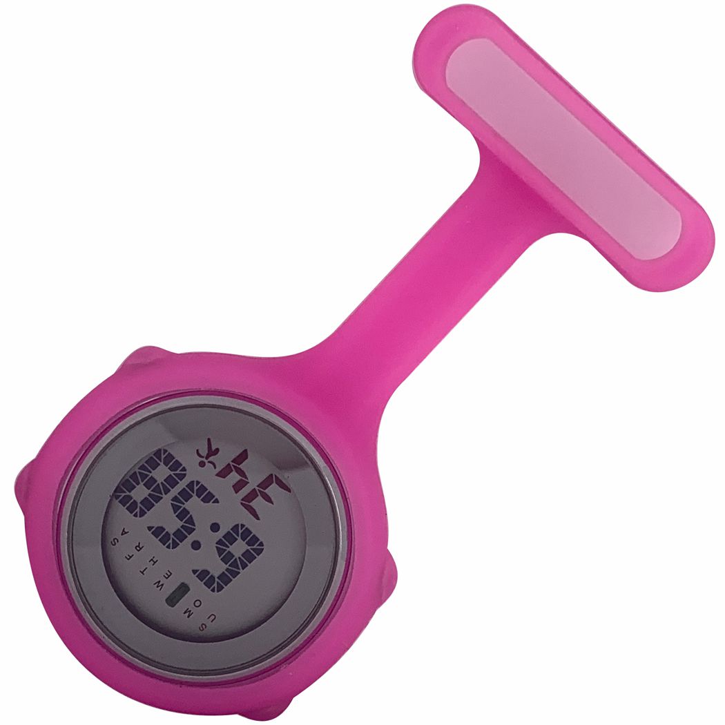 Nurse Pin Watch Digital Silicone Fuschia