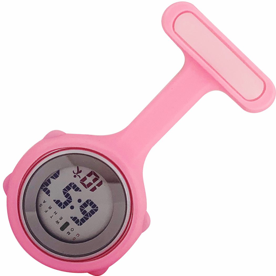 Nurse Pin Watch Digital Silicone Pink