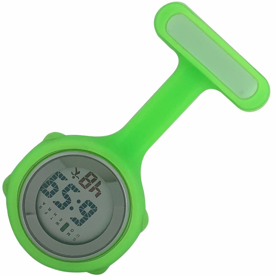 Nurse Pin Watch Digital Silicone Lime