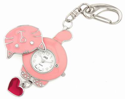 Keychain Clock Animals - Pink Cat