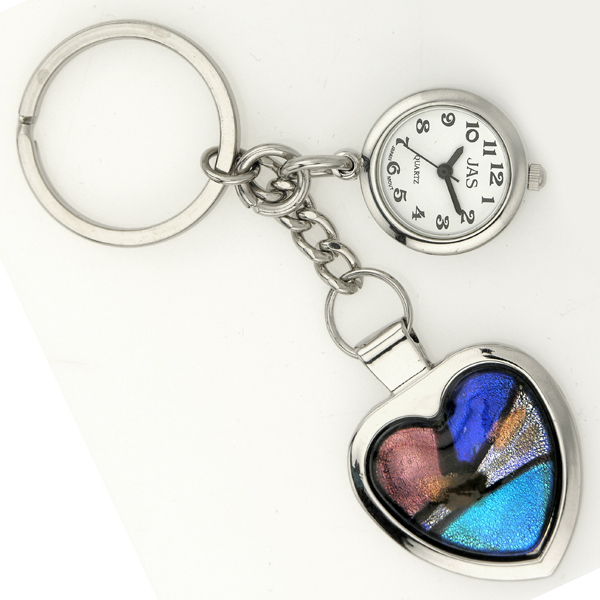 Keychain Clock Mosaic Heart Sky
