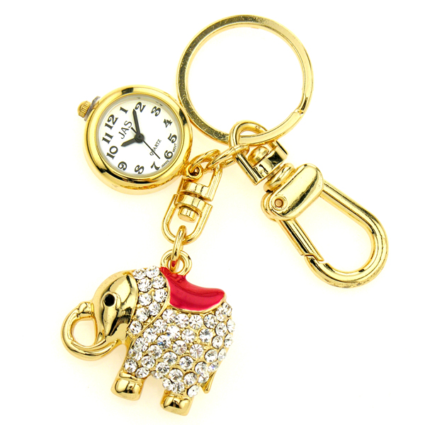 Keychain Clock Animals - Gold Elephant