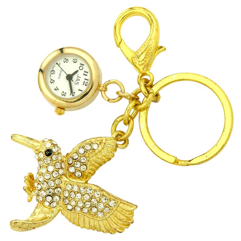 Keychain Clock Animals - Gold Humming Bird