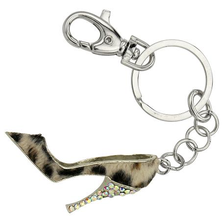 Keychain Charm - Exotic White Leopard Stiletto