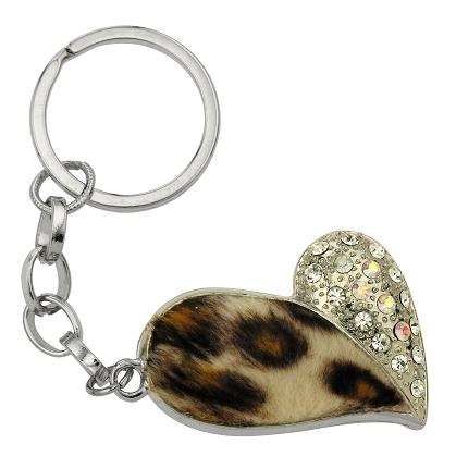 Keychain Charm - Exotic Leopard & Bling Heart