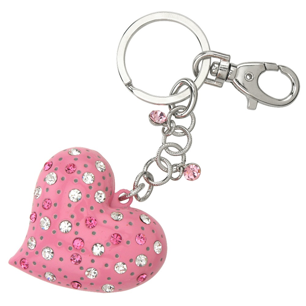 Keychain Charm - Pink Chain Bling  Heart