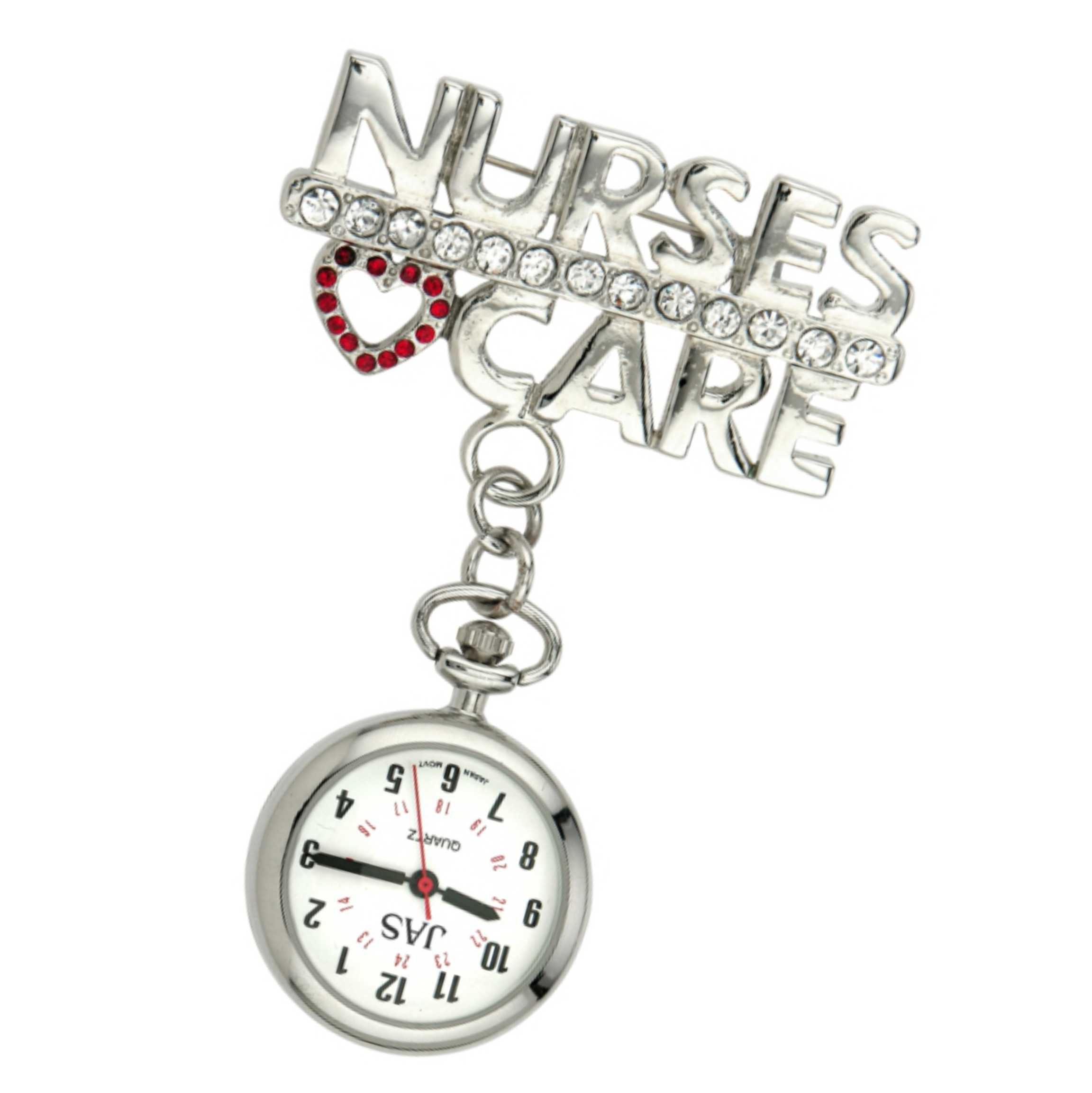 Nurses Pin Watch -Nurses Care Silver