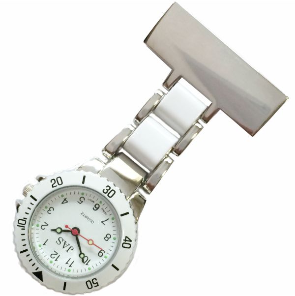 Nurses Fob Watch - Color Metal - White