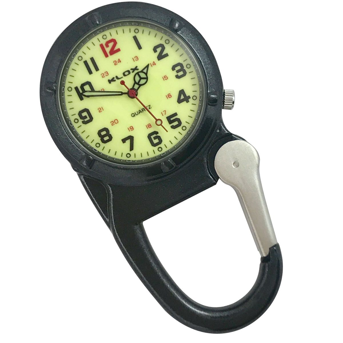 Metal Carabiner Clip Watch - BLACK - LUMO Dial