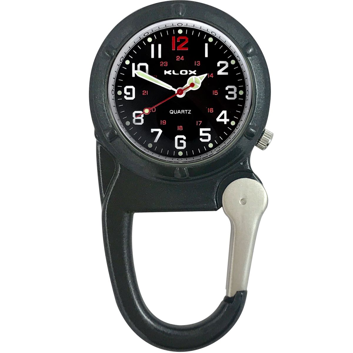 Metal Carabiner Clip Watch - BLACK - BLACK Dial