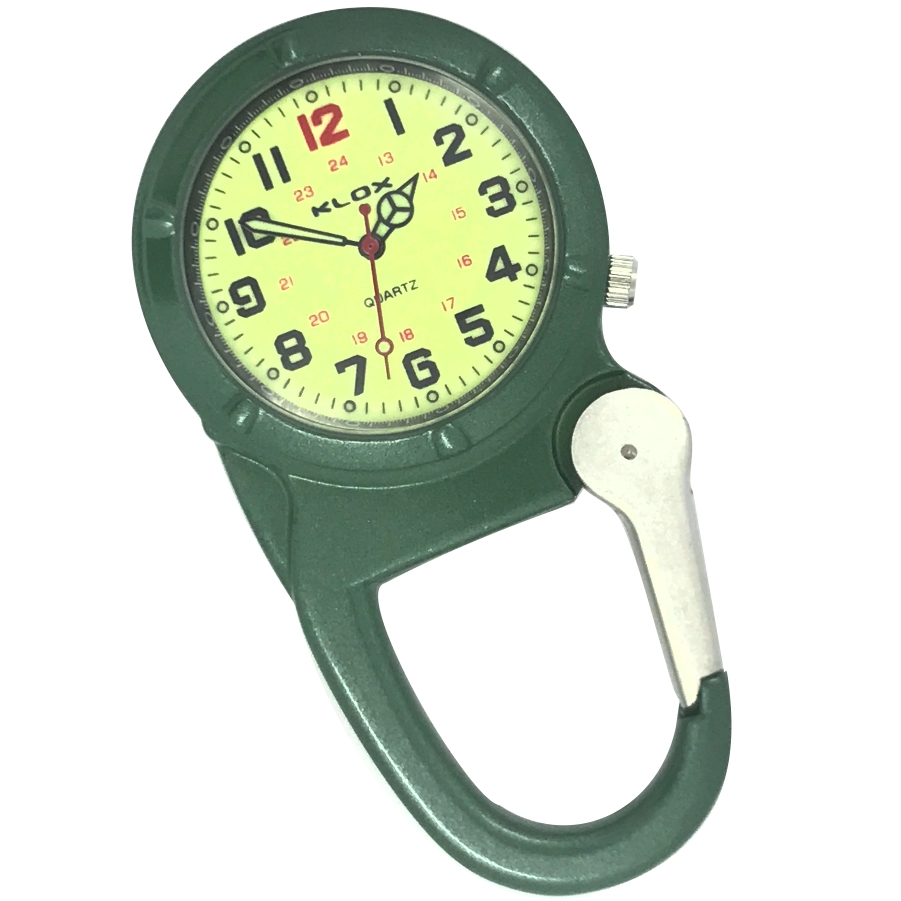 Metal Carabiner Clip Watch - GREEN - LUMO Dial