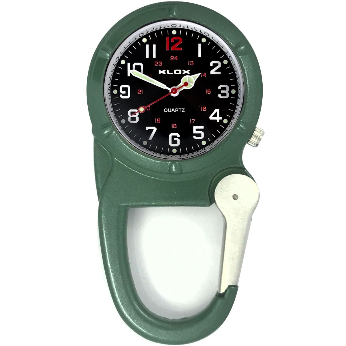 Metal Carabiner Clip Watch - GREEN - BLACK Dial