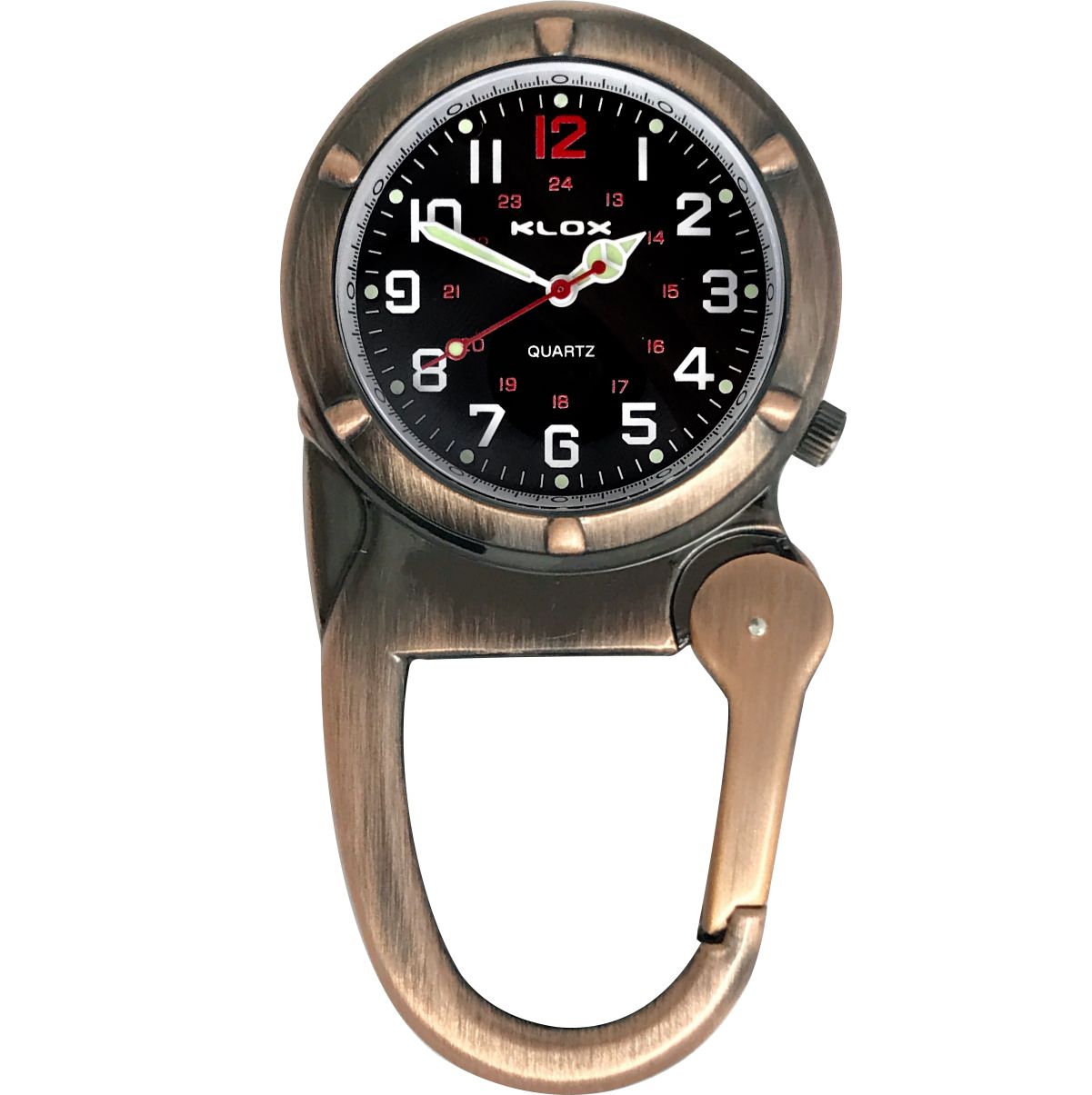 Metal Carabiner Clip Watch - COPPER - BLACK Dial
