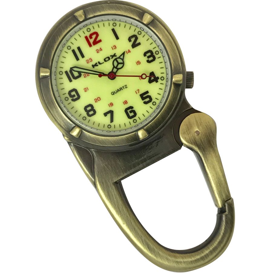Metal Carabiner Clip Watch - BRASS - LUMO Dial
