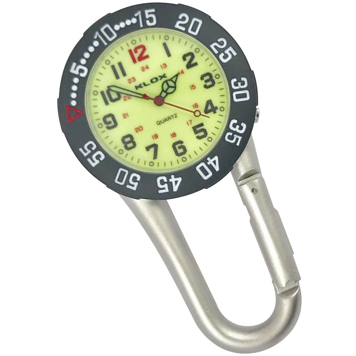 Metal Carabiner Clip Watch - Rotating Bezel - SILVER - LUMO Dial
