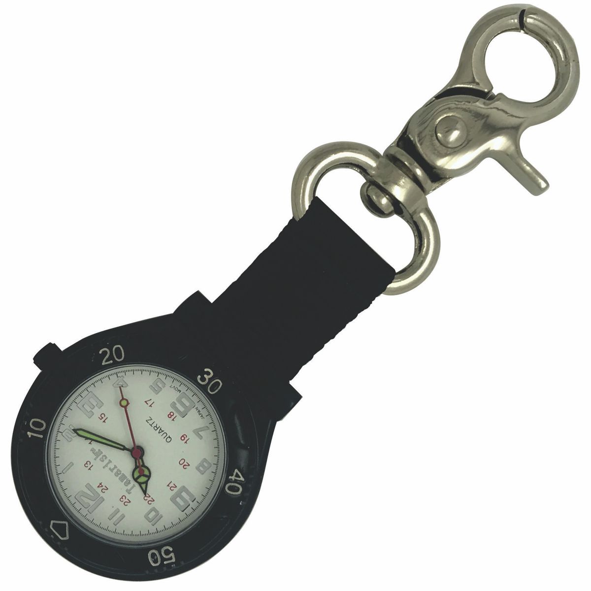Clip Watch - Black - Nylon Strap - White Dial