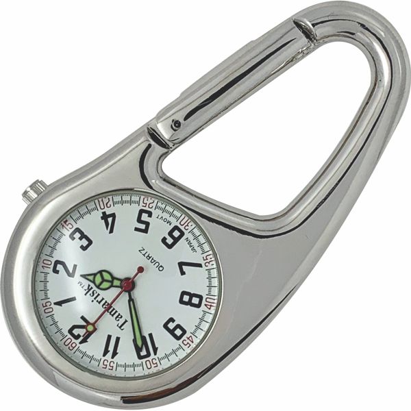 Clip-on Watch - Small -  Chrome Finish - White Dial