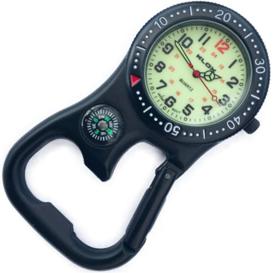 Health Care Belt FOB Watch - Brushed Matte Black Carabiner/Compa