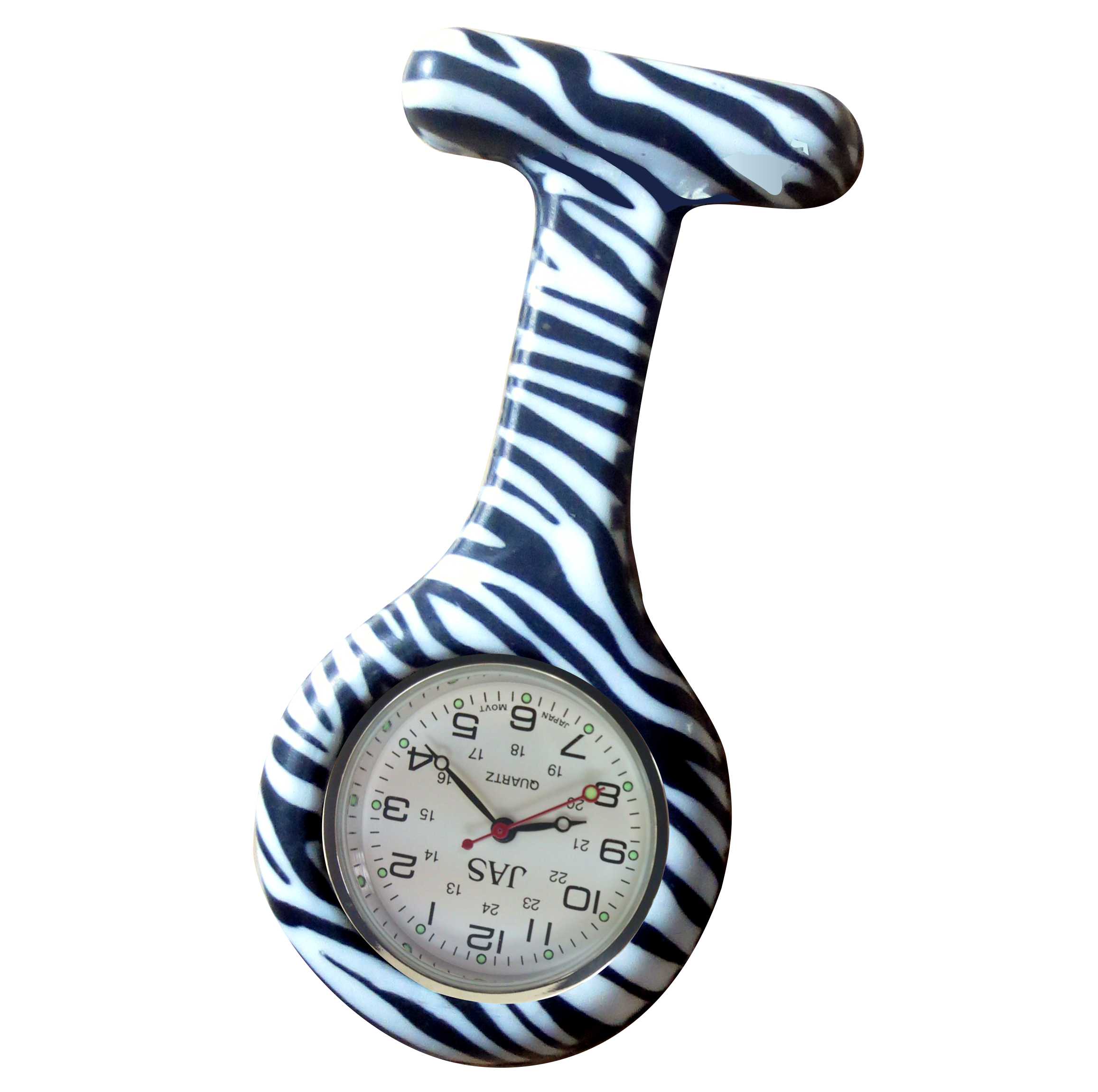 Nurse Pin Watch Silicone Printed Zebra