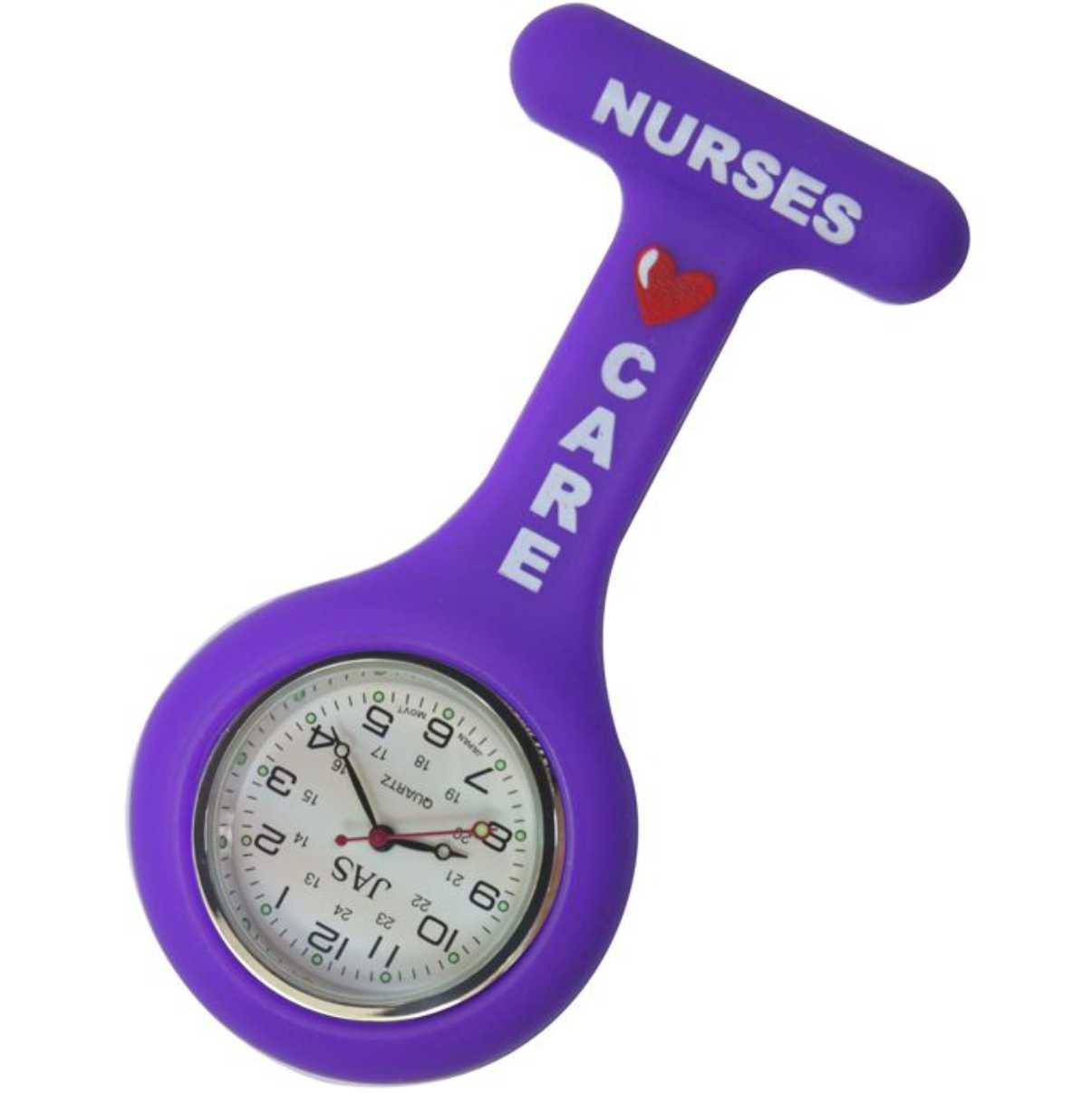 Nurse Pin Watch Silicone "NURSES CARE" Violet