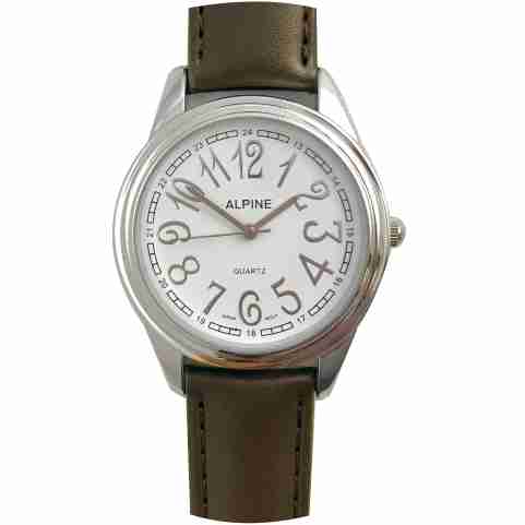 Mens Band Watch - Scripty Brown Leather