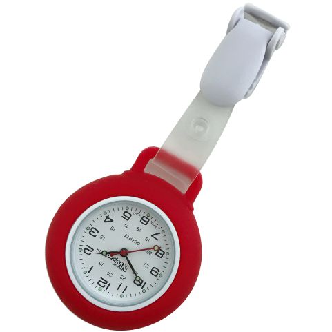Nurse Pin Watch Clip-On Silicone Red
