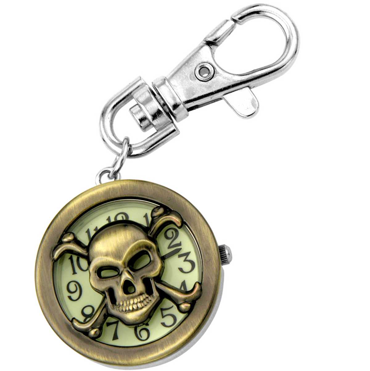 Keychain Clock Skull & Crossbones