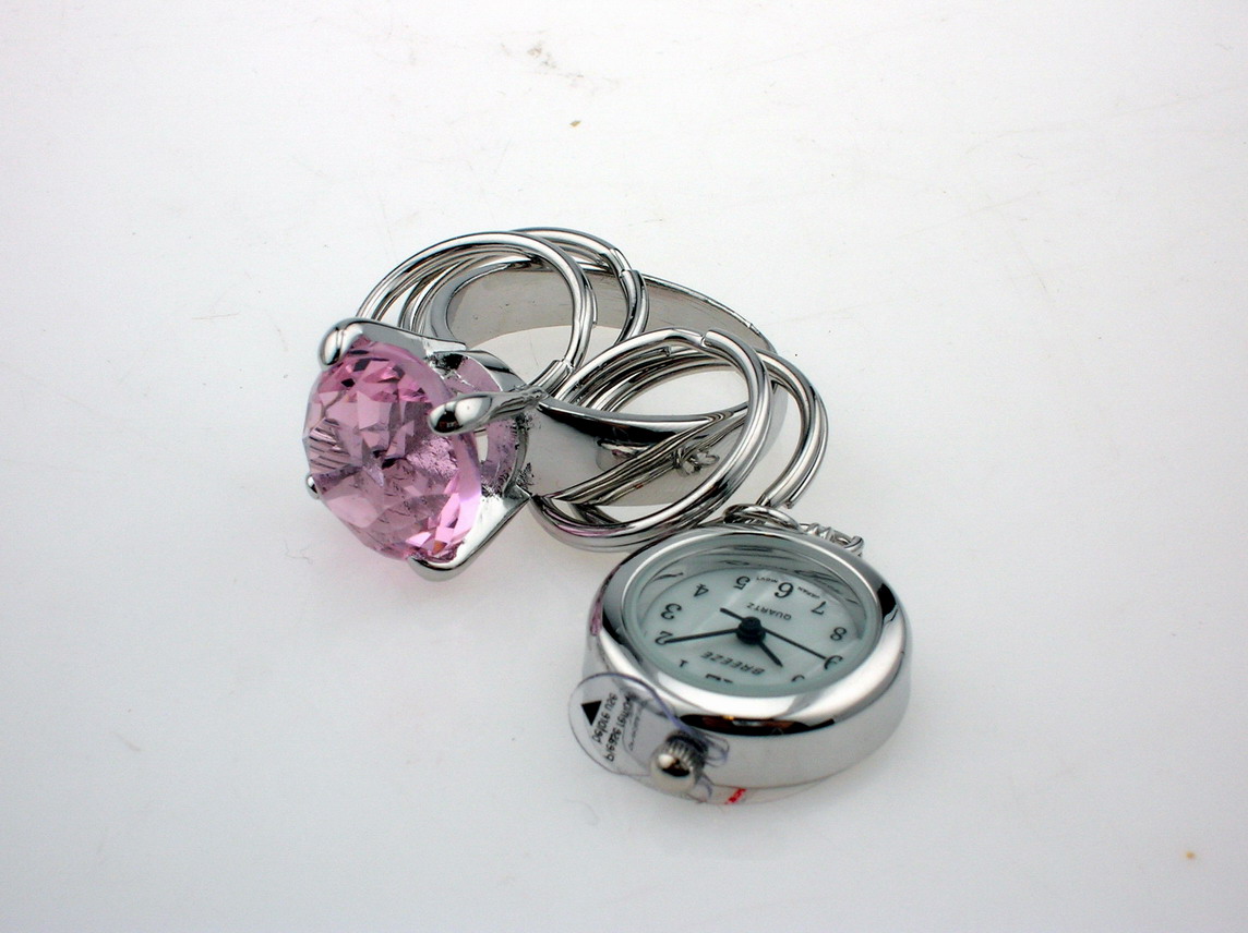 Keychain Clock Bling Ring Pink