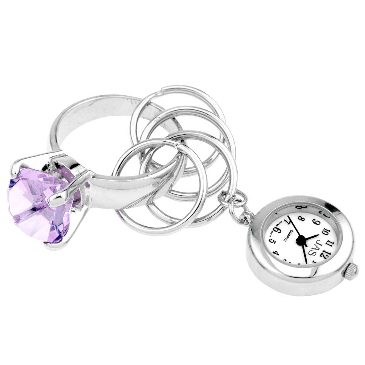 Keychain Clock Bling Ring Violet