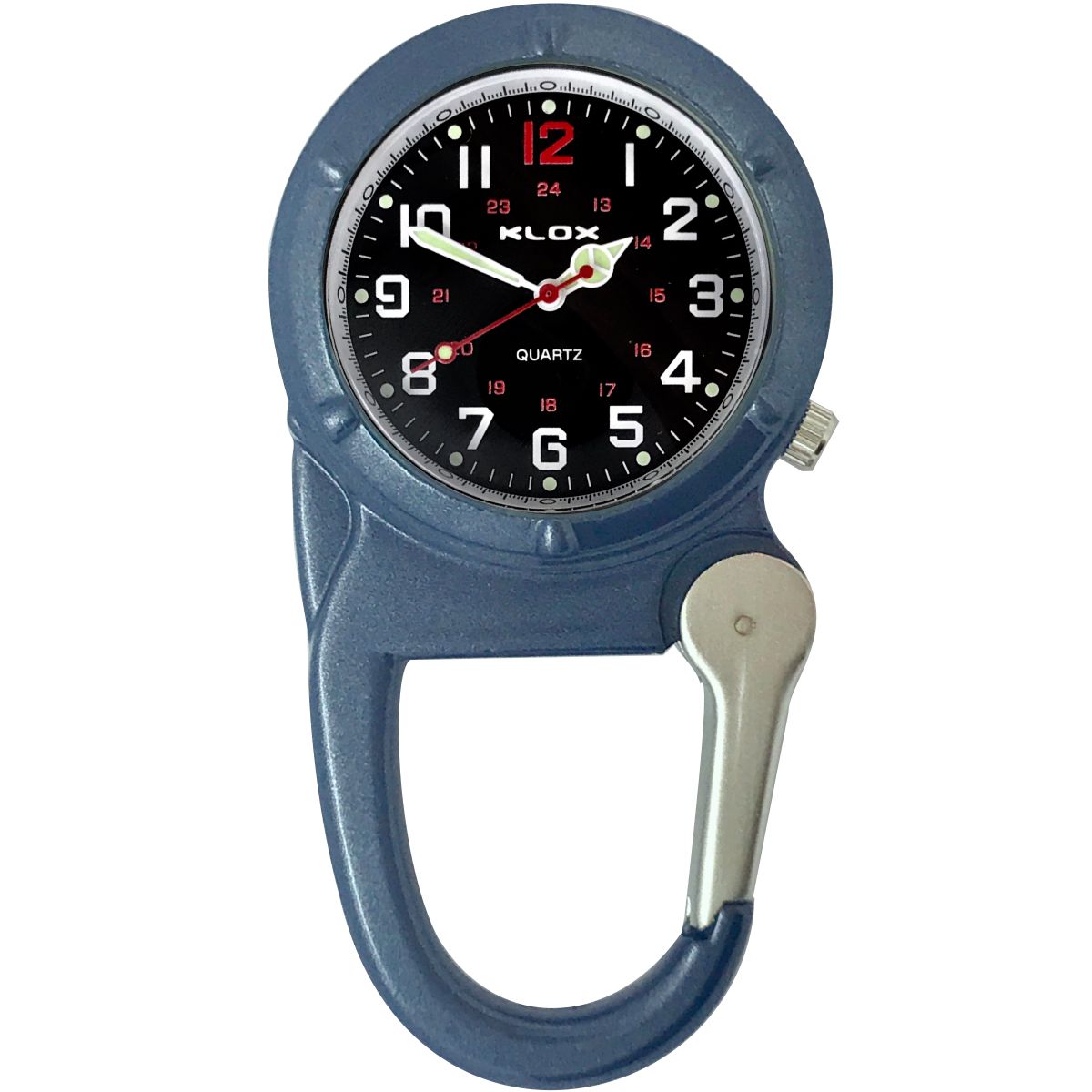 Metal Carabiner Clip Watch - BLUE - BLACK Dial
