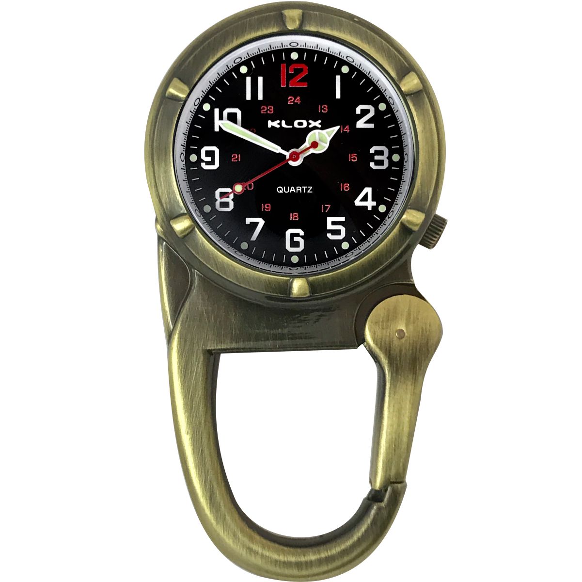Metal Carabiner Clip Watch - BRASS - BLACK Dial